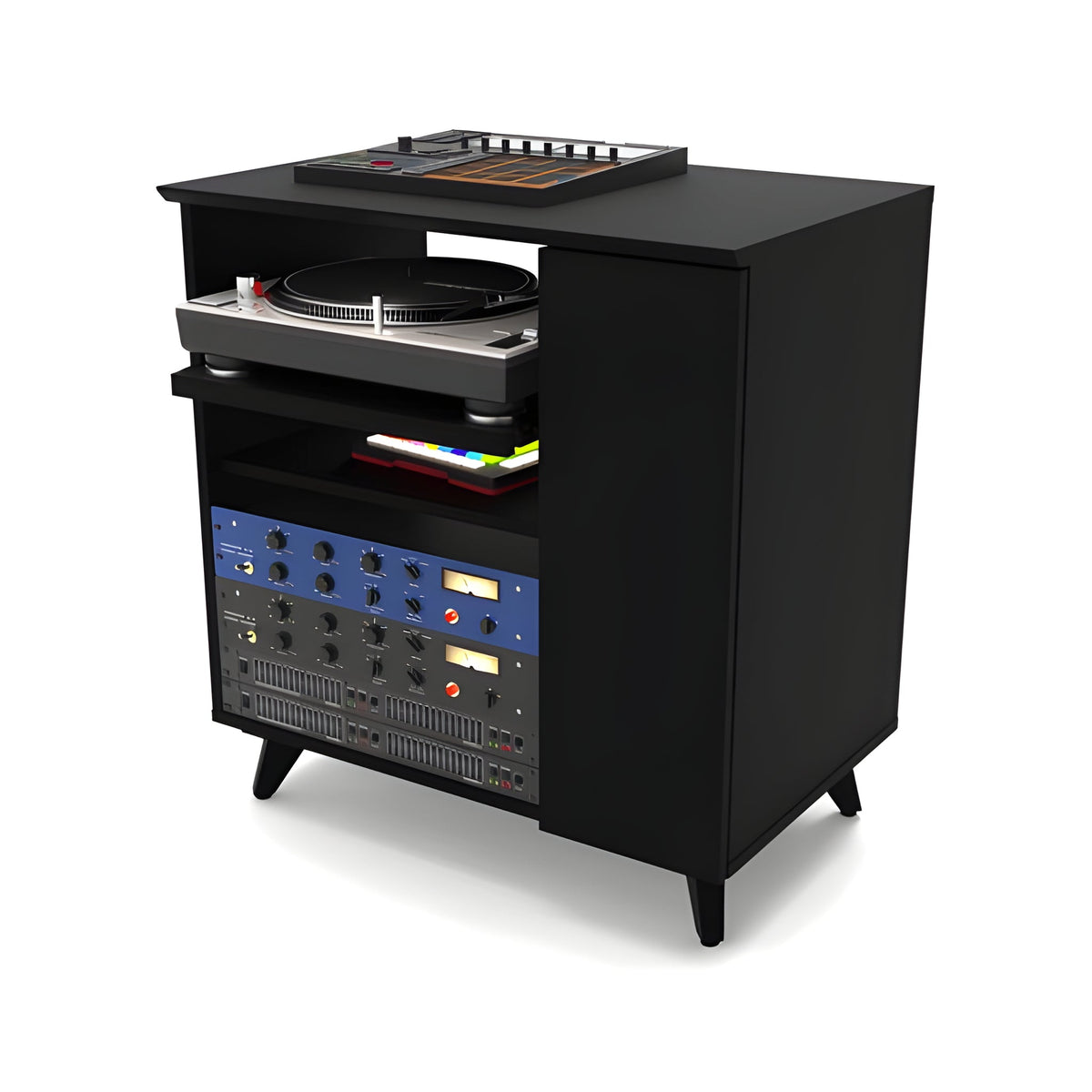 Reloop GLORIOUS MODULAR SIDE RACK BLACK - Estante modular para las mesas de estudio de la serie Sound Desk y Workbench. Negro - Tempo Shop