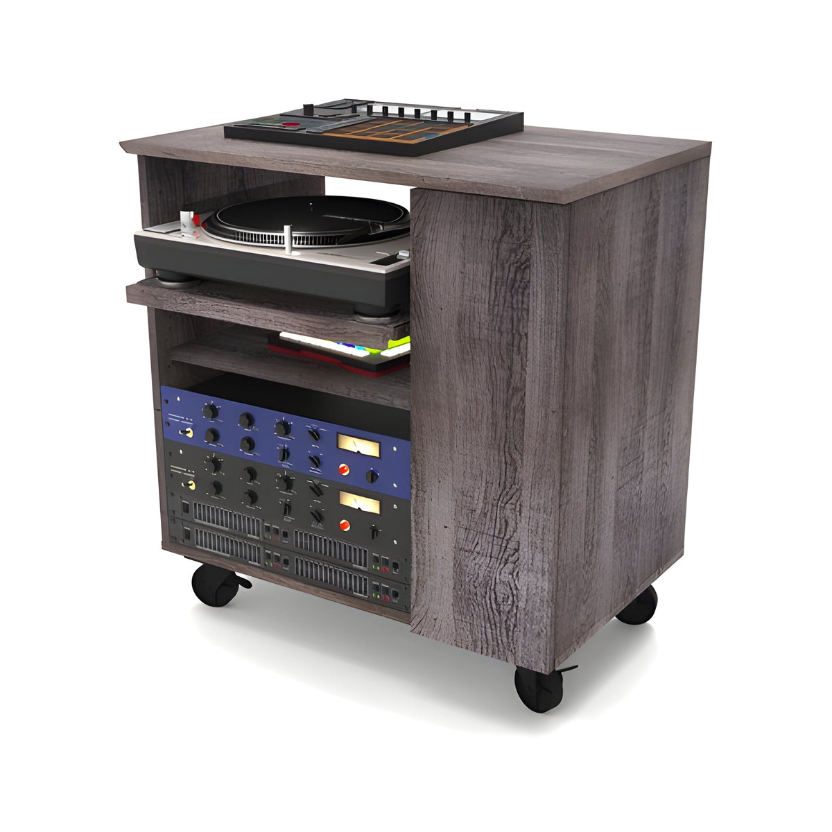 Reloop GLORIOUS MODULAR SIDE RACK WALNUT - Estante modular para las mesas de estudio de la serie Sound Desk y Workbench. Nogal - Tempo Shop