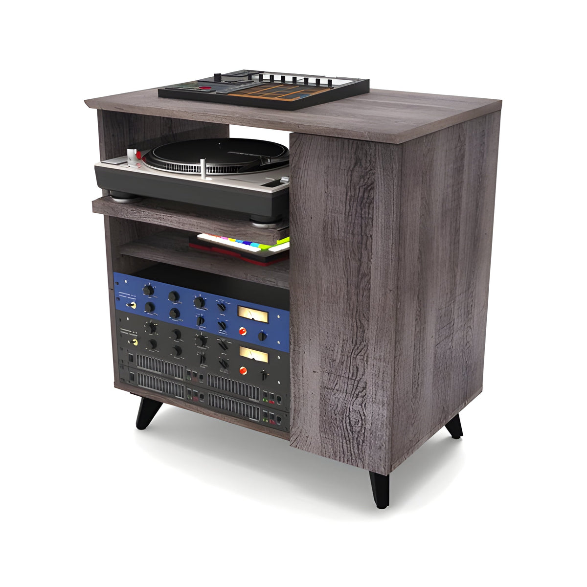 Reloop GLORIOUS MODULAR SIDE RACK WALNUT - Estante modular para las mesas de estudio de la serie Sound Desk y Workbench. Nogal - Tempo Shop