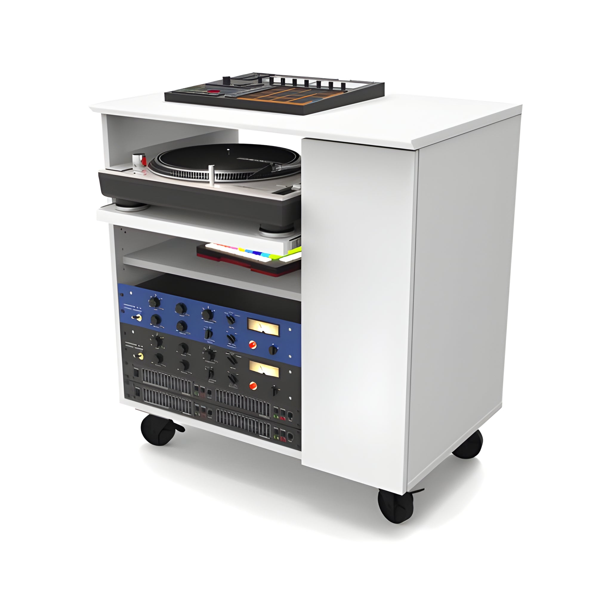 Reloop GLORIOUS MODULAR SIDE RACK WHITE - Estante modular para las mesas de estudio de la serie Sound Desk y Workbench. Blanco - Tempo Shop