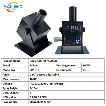 SAILWIN SW-C10 - Cañón de CO₂ orientable con control DMX - imagen 4