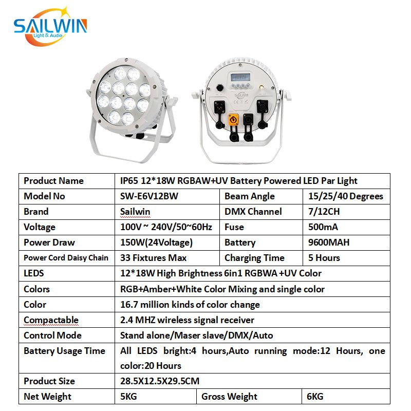 SAILWIN SW-E6V12BW - Foco PAR LED IP65 con batería y control por aplicación - imagen 6