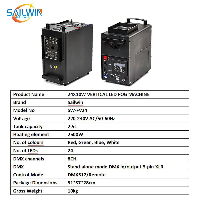 SAILWIN SW-FV24 - Máquina de humo vertical con 24 LED RGBW de 10 W - imagen 4
