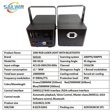 SAILWIN SW-HL10 - Láser RGB de animación de 10 W con Bluetooth - imagen 5