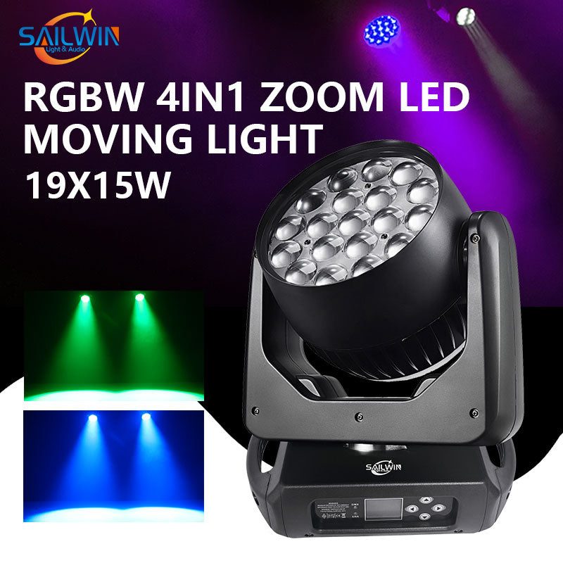SAILWIN SW-NZ1915 - Cabeza móvil LED RGBW con zoom