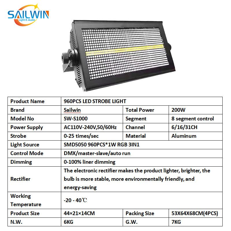 SAILWIN SW-S1000 - Estroboscopio LED RGB de 200 W - imagen 5