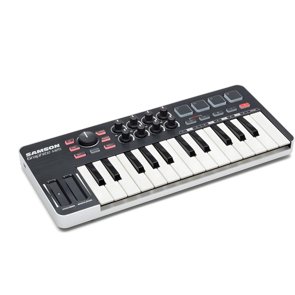 Samson GRAPHITE M25 MINI KEYBOARD CONTROLLER - Mini - teclado controlador USB/MIDI de 25 teclas semi - contrapesada - Tempo Shop