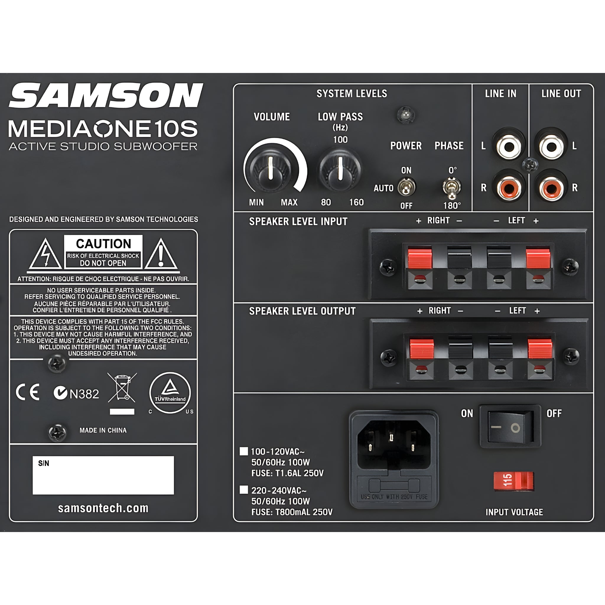 Samson MEDIAONE 10S ACTIVE STUDIO SUBWOOFER - Subgrave autoamplificado de 10" - Tempo Shop