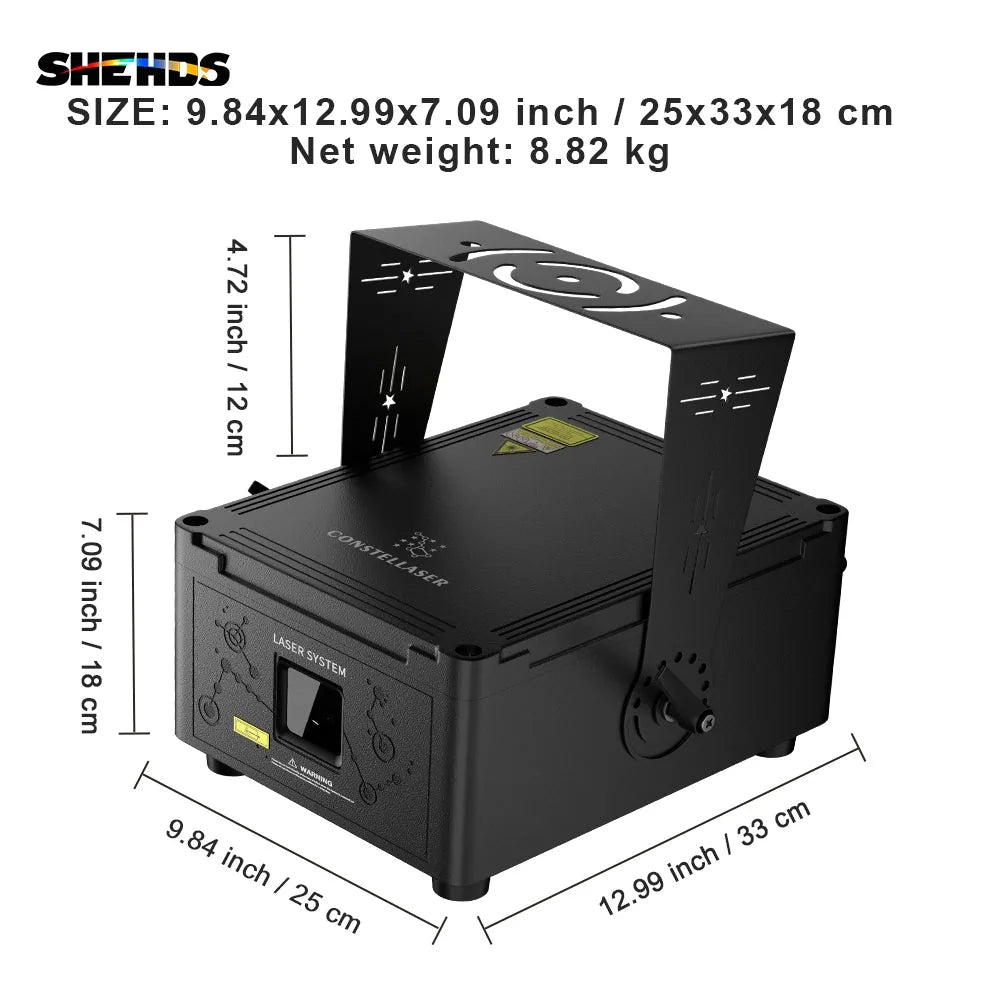 SHEHDS NWALA12WRGB - Proyector láser RGB 12W con Control APP, Impermeable IP65 - Tempo Shop