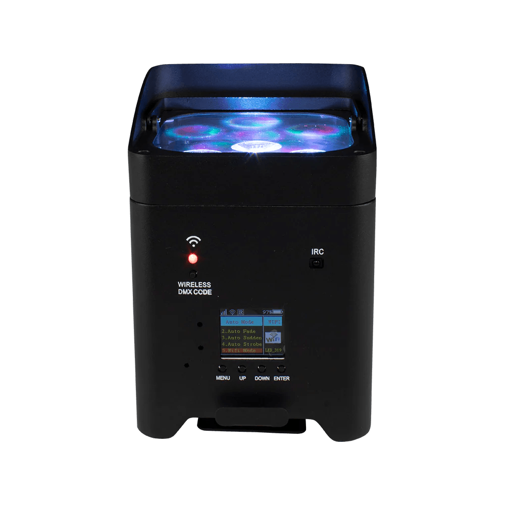 SHEHDS RCBaP0618F - Foco PAR LED a Batería 6×18W RGBAW+UV con Control Inalámbrico y WiFi - Tempo Shop