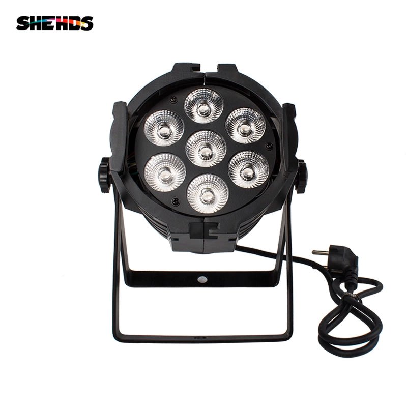 SHEHDS SAPp0718F - Foco Mini Par LED 7×18W RGBWA+UV en Aleación de Aluminio - Tempo Shop