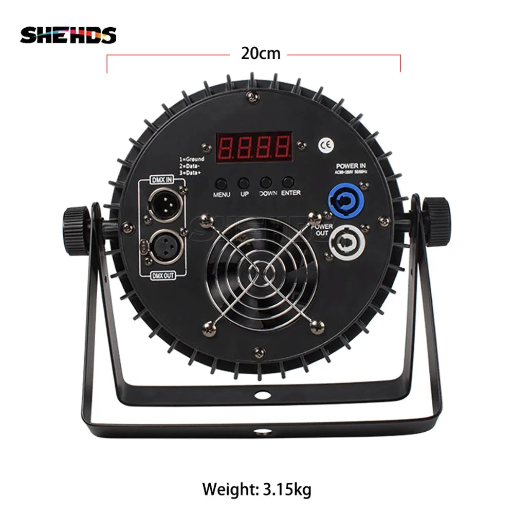SHEHDS FAP1818F - Mini Par LED Plano en Aleación de Aluminio 18×18W RGBWA+UV - Tempo Shop
