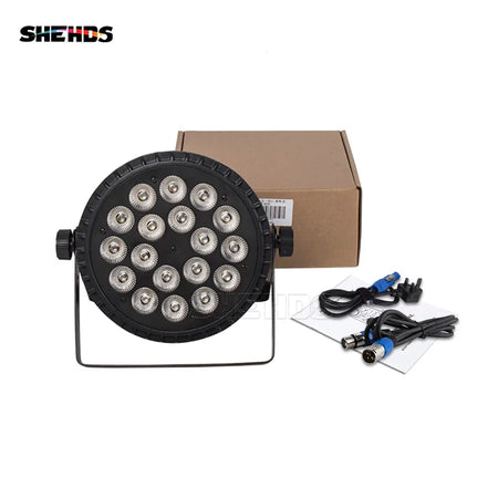 SHEHDS FAP1818F - Mini Par LED Plano en Aleación de Aluminio 18×18W RGBWA+UV - Tempo Shop