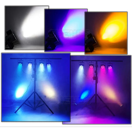 SHEHDS FP0718F - Foco Par Slim Silencioso 7×18W LED Flat RGBWA+UV para Bodas, Iglesias y Fiestas - Tempo Shop