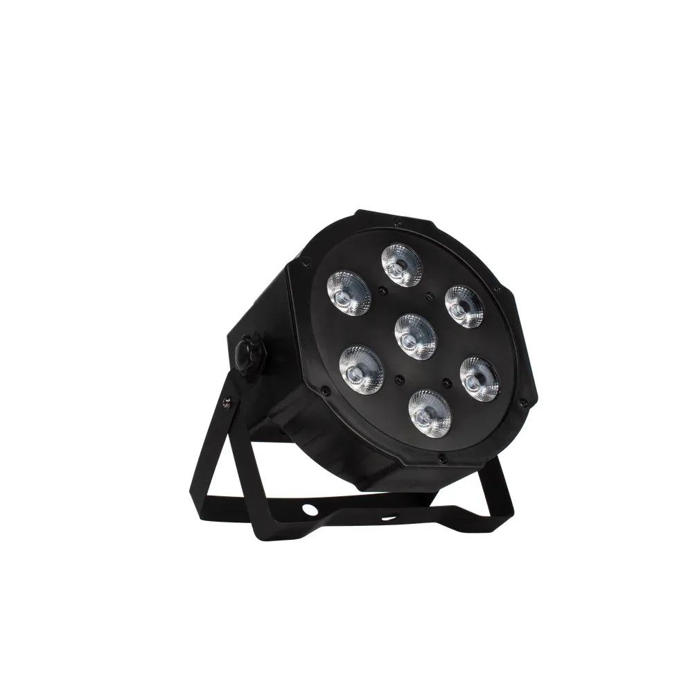 SHEHDS FP0718F - Foco Par Slim Silencioso 7×18W LED Flat RGBWA+UV para Bodas, Iglesias y Fiestas - Tempo Shop
