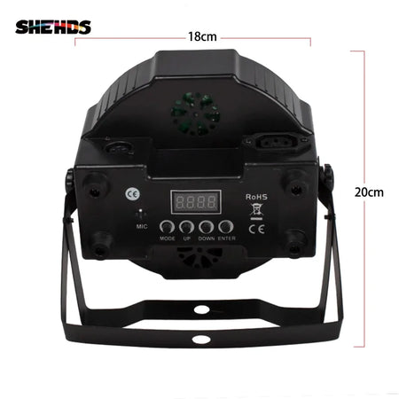 SHEHDS FP0718F - Foco Par Slim Silencioso 7×18W LED Flat RGBWA+UV para Bodas, Iglesias y Fiestas - Tempo Shop