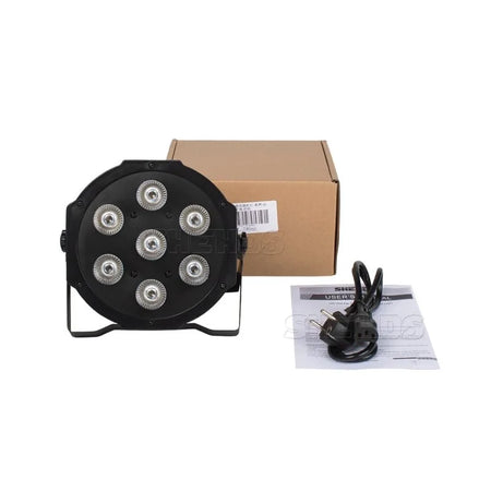 SHEHDS FP0718F - Foco Par Slim Silencioso LED 7×18W RGBWA+UV - Tempo Shop
