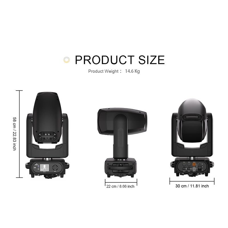 SHEHDS GalaxyJet SH-GALAXY300B - Cabeza móvil LED 300W 3 en 1 Beam, Spot y Wash para escenario, iglesia, directos y eventos -
