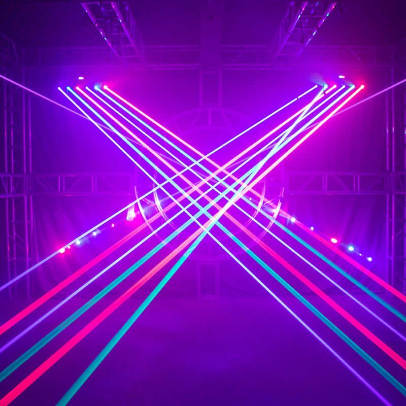 SHEHDS NMHLa6E3in1 - Cabeza móvil Laser 3000 mW RGB 6x500mW con Control APP - Tempo Shop