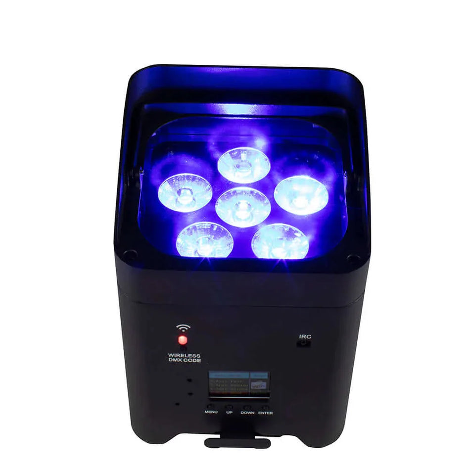 SHEHDS RCBaP0618F – Foco PAR LED a Batería 6×18W RGBAW+UV con Control Inalámbrico y WiFi - Tempo Shop