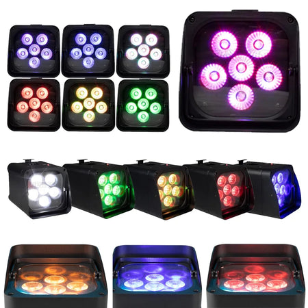 SHEHDS RCBaP0618F – Foco PAR LED a Batería 6×18W RGBAW+UV con Control Inalámbrico y WiFi - Tempo Shop