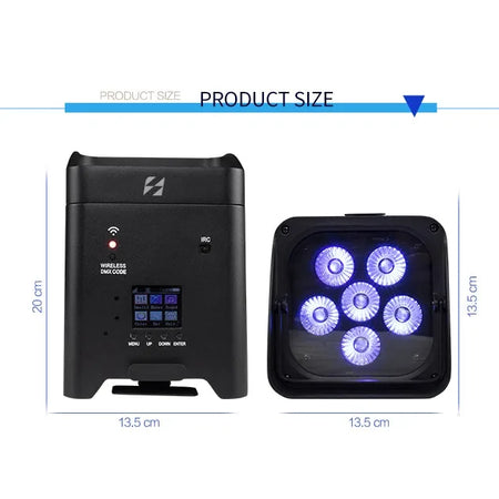 SHEHDS RCBaP0618F – Foco PAR LED a Batería 6×18W RGBAW+UV con Control Inalámbrico y WiFi - Tempo Shop