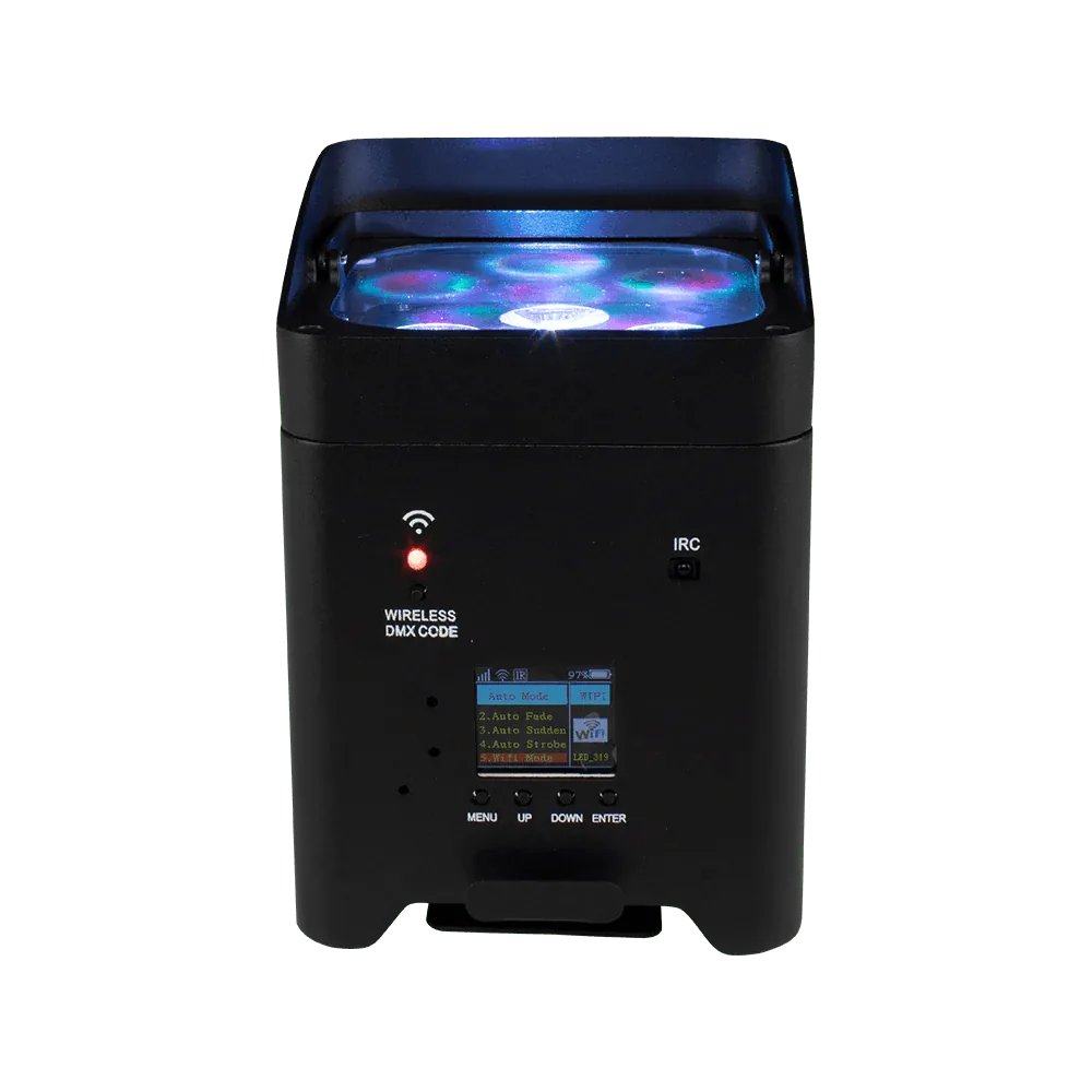 SHEHDS RCBaP0618F - Foco PAR LED a Batería 6×18W RGBAW+UV con Control Inalámbrico y WiFi - Tempo Shop