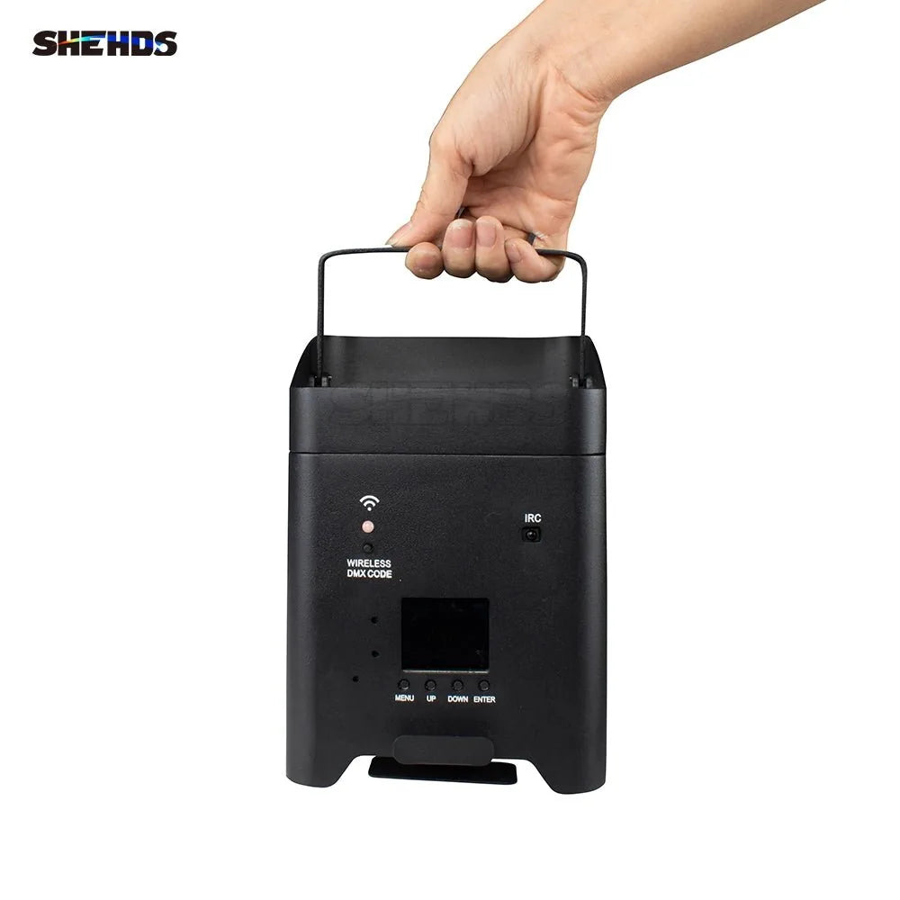 SHEHDS RCBaP0618F - Foco PAR LED a Batería 6×18W RGBAW+UV con Control Inalámbrico y WiFi - Tempo Shop