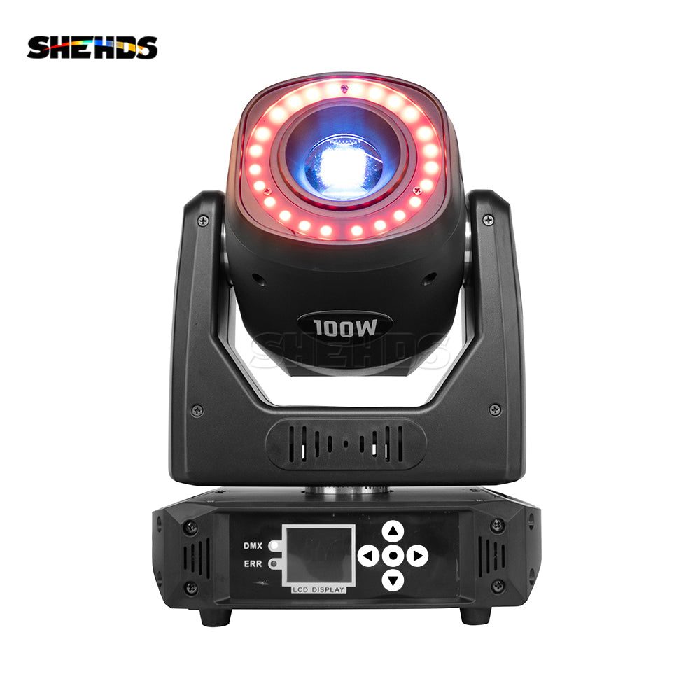 SHEHDS SpCMH100W – Spot Móvil LED 100 W con 6 Prismas, Anillo LED y Pantalla LCD - Tempo Shop