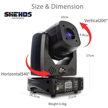 SHEHDS SpMHW80W - Spot LED Moving Head 3 con Prisma 3 Caras y Gobo - Tempo Shop