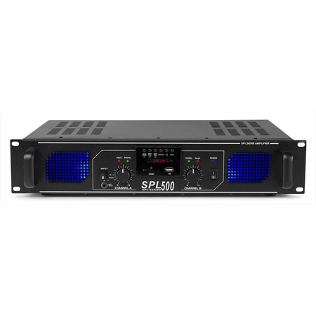 Skytec SPL 500MP3 - Amplificador con LEDs azules + EQ Negro - Tempo Shop