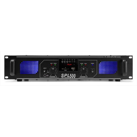 Skytec SPL 500MP3 - Amplificador con LEDs azules + EQ Negro - Tempo Shop