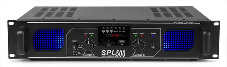 Skytec SPL 500MP3 - Amplificador con LEDs azules + EQ Negro - Tempo Shop