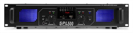 Skytec SPL 500MP3 - Amplificador con LEDs azules + EQ Negro - Tempo Shop