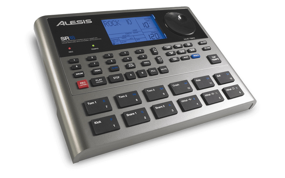 Alesis SR-18 – Caja de ritmos clásica con soporte MIDI y banco de bajos