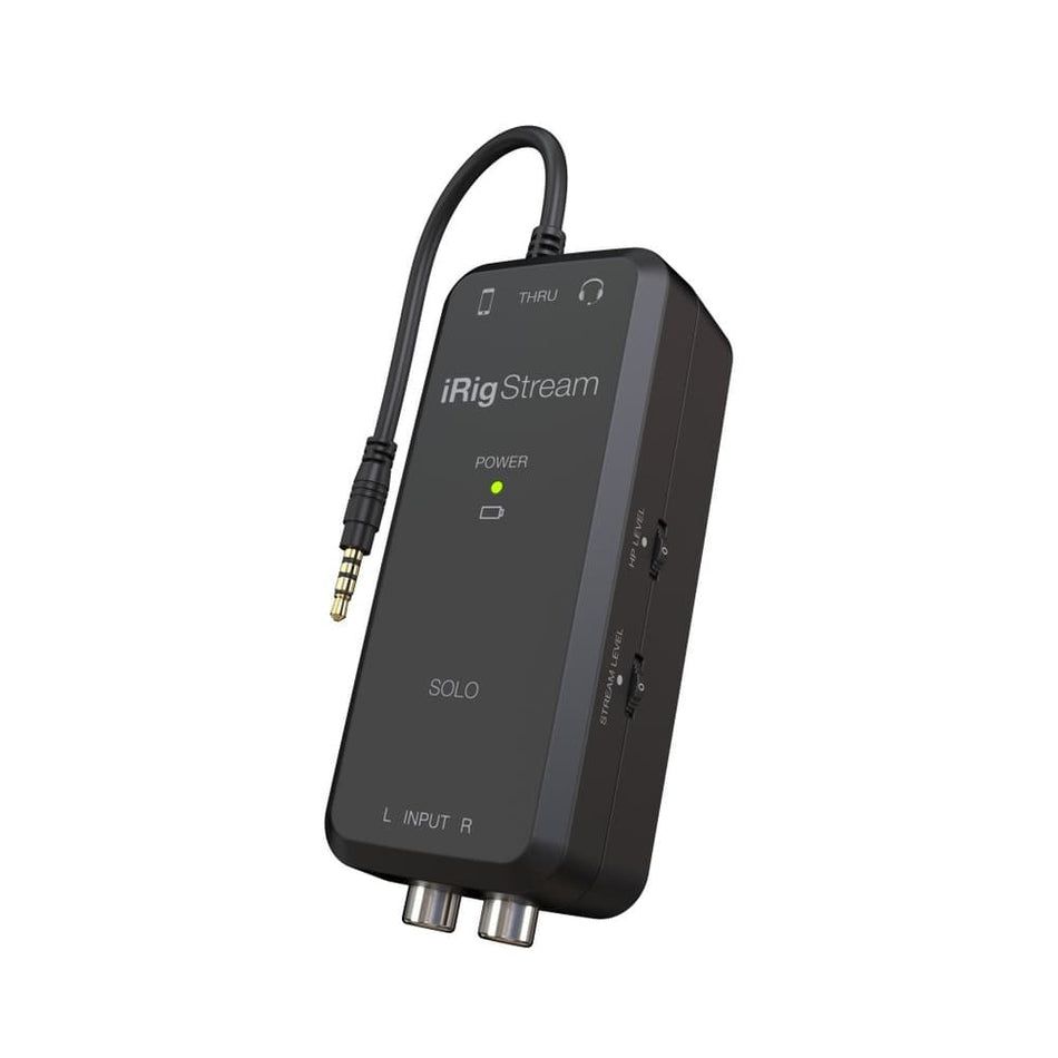 IK Multimedia iRig Stream Solo - Interfaz para streaming por TRRS con mezcla de 3 fuentes, Loopback y monitorización directa