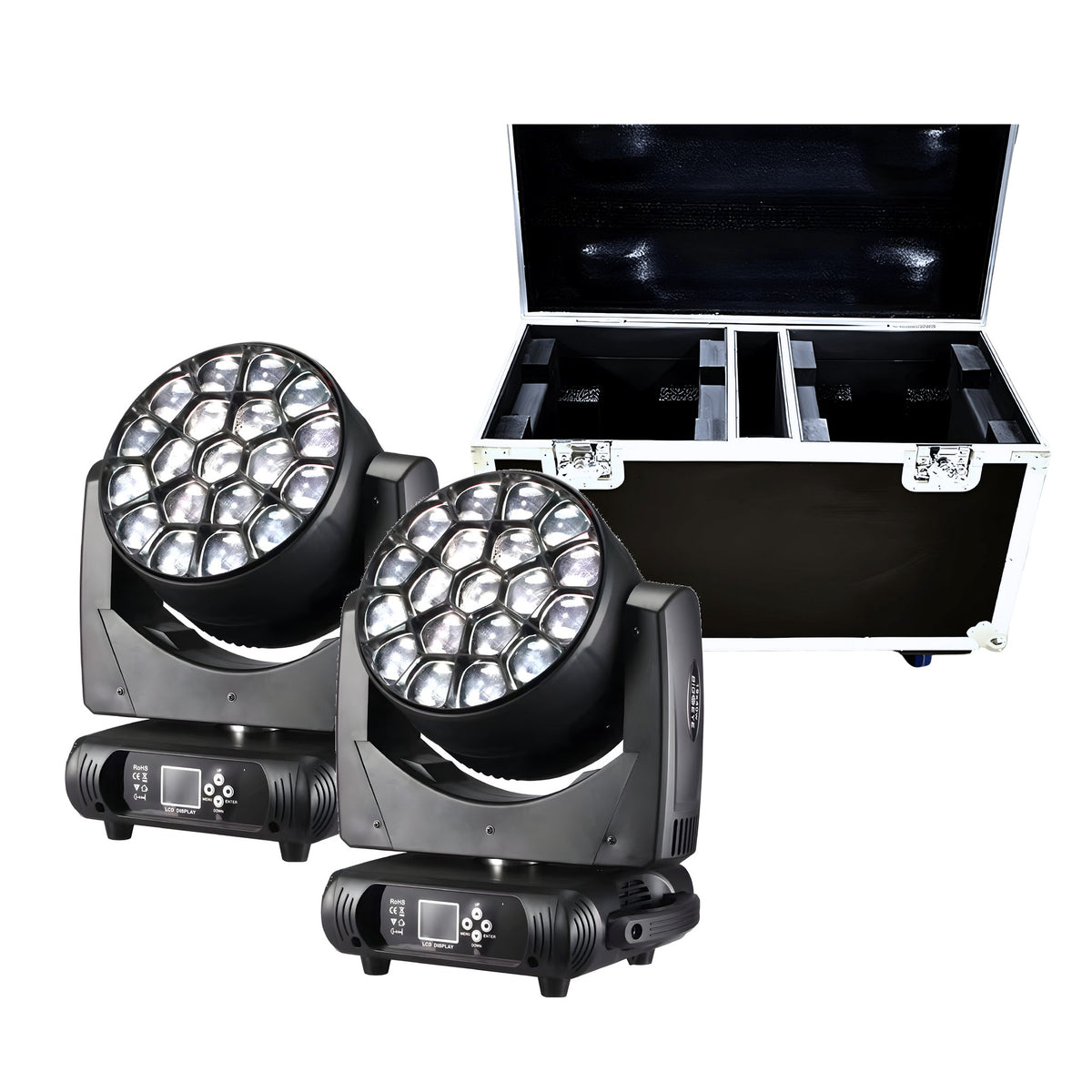 TEMPO PACK x2 BeeEye 19x40 - Pack 2x Cabeza móvil Beam & Wash Ojos de abeja LED 19x40W + Flightcase