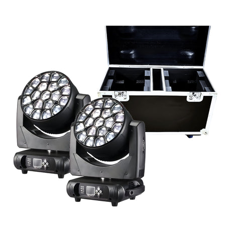 TEMPO PACK x2 BeeEye 19x40 - Pack 2x Cabeza móvil Beam & Wash Ojos de abeja LED 19x40W + Flightcase