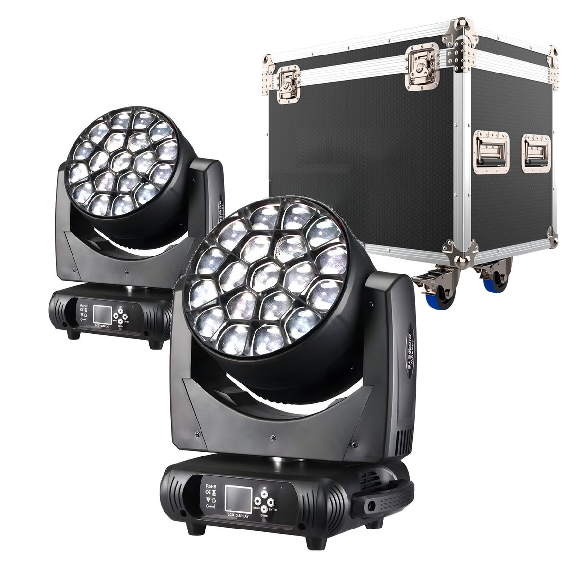 TEMPO PACK x2 BeeEye 19x40 - Pack 2x Cabeza móvil Beam & Wash Ojos de abeja LED 19x40W + Flightcase
