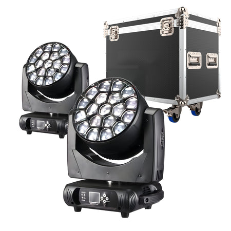 TEMPO PACK x2 BeeEye 19x40 - Pack 2x Cabeza móvil Beam & Wash Ojos de abeja LED 19x40W + Flightcase