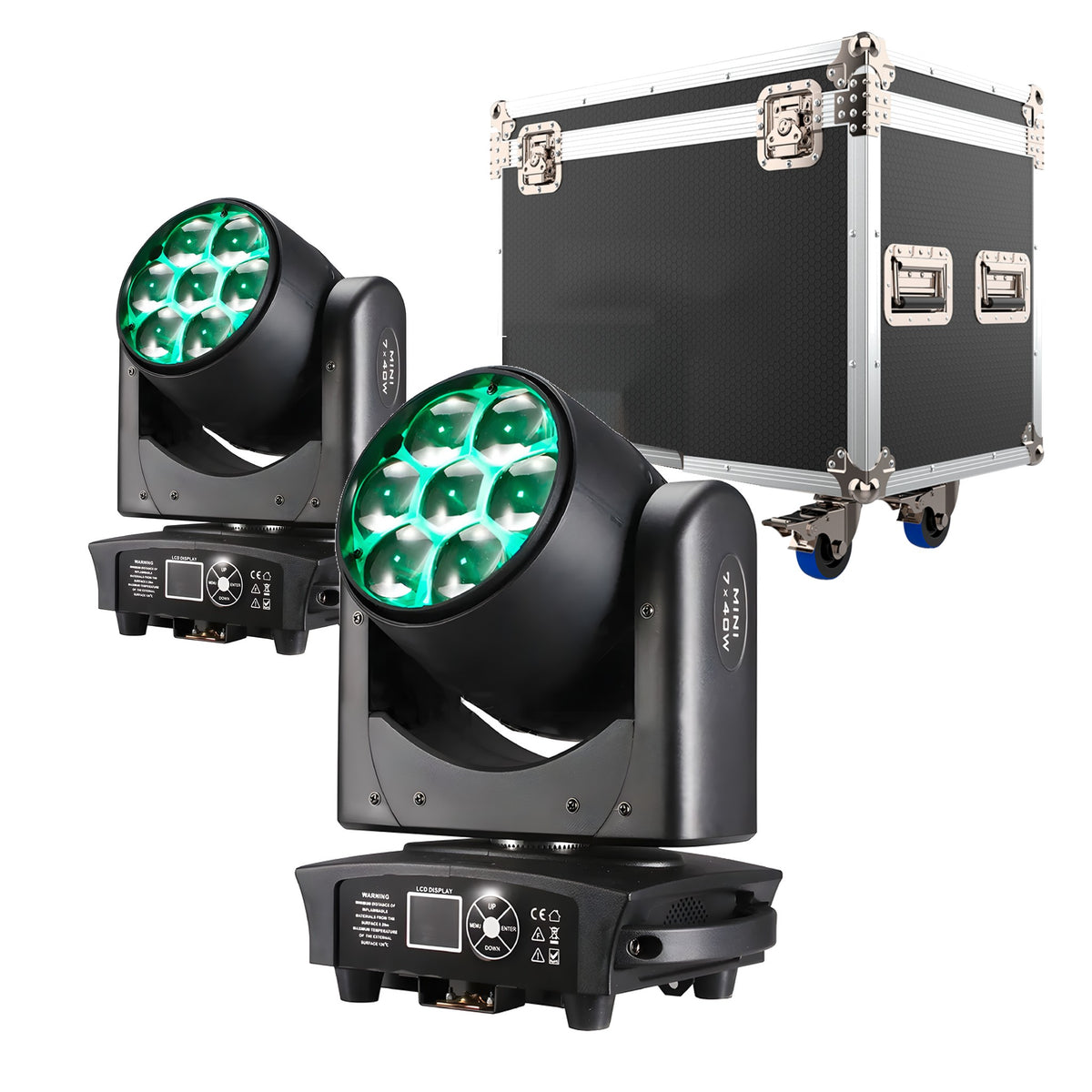 TEMPO PACK x2 BeeEye 7x40 - Pack 2x Cabeza móvil Beam & Wash Ojos de abeja LED 7x40W + Flightcase