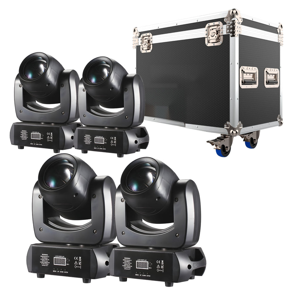 TEMPO PACK2B120LED – Pack 4x Cabezas Móviles Beam & Spot LED 120W + Flightcase