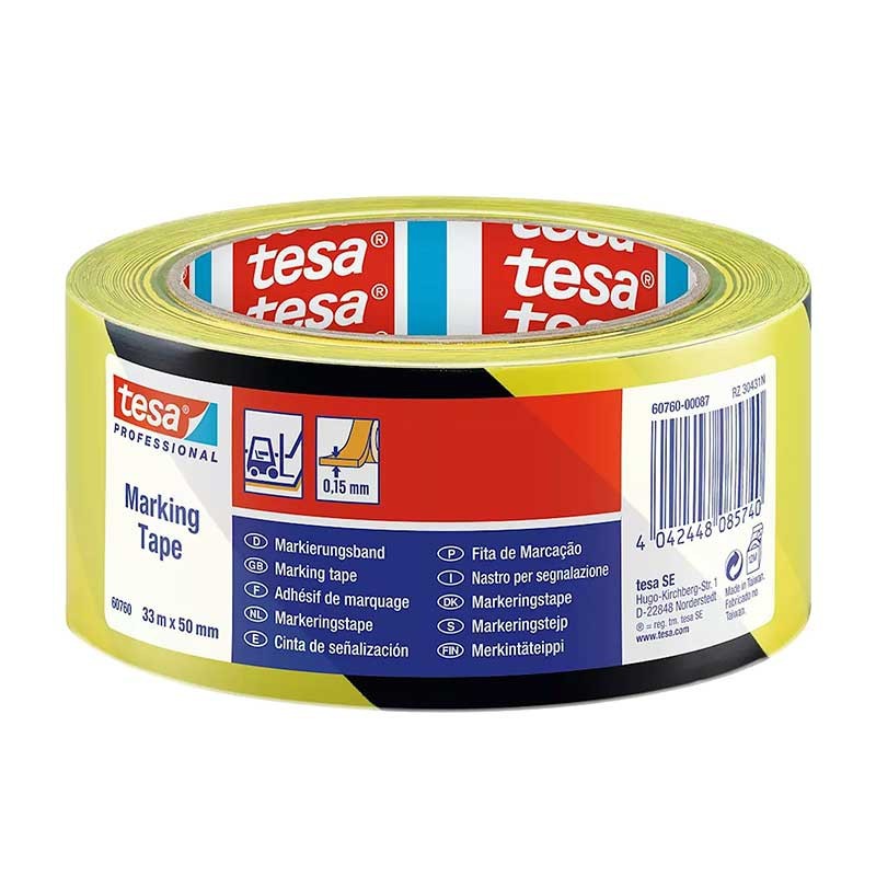 TESA YELLOW/BLACK ADHESIVE TAPE - 50 mm x 33 m