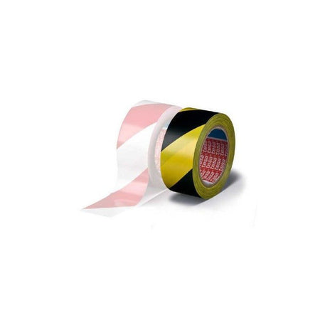 Tesa 60760 - Cinta adhesiva de señalización negro/amarillo 50 mm x 33 m (PVC para marcaje temporal) - Tempo Shop