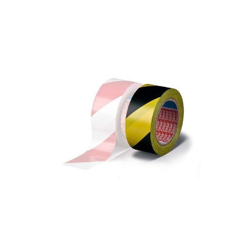 Tesa 60760 - Cinta adhesiva de señalización negro/amarillo 50 mm x 33 m (PVC para marcaje temporal) - Tempo Shop