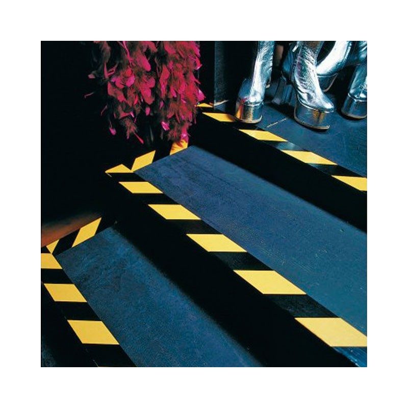 Tesa 60760 - Cinta adhesiva de señalización negro/amarillo 50 mm x 33 m (PVC para marcaje temporal) - Tempo Shop