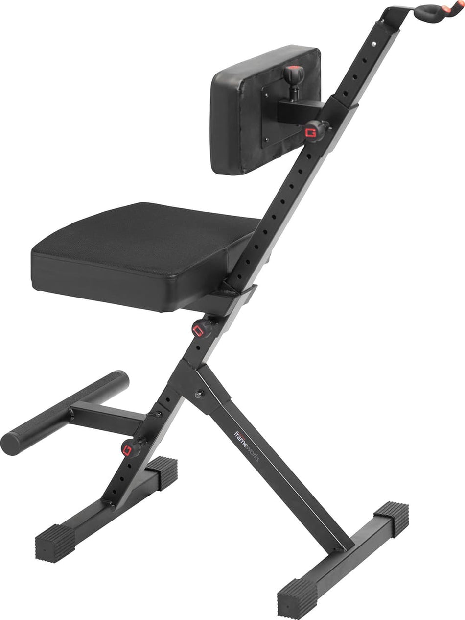 Gator Frameworks TGFGFW-GTR-SEATDLX - Deluxe Adjustable Stool with Guitar Stand