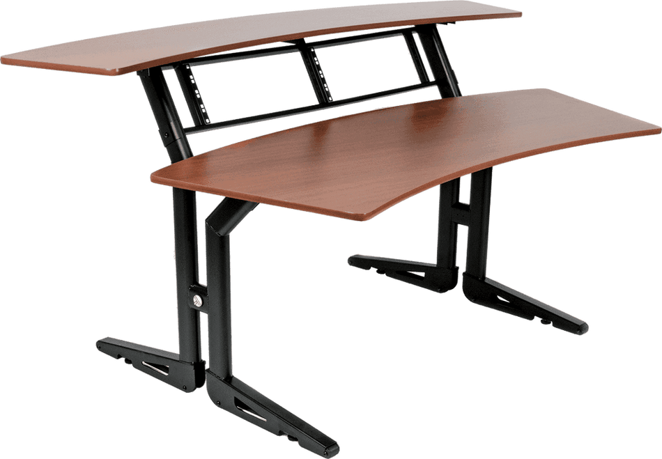 QUIK LOK TQAZ630CY - TWO-LEVEL STUDIO (WORKSTATION) CABINET &amp; 4x2U RACK SUPPORT - CHERRY