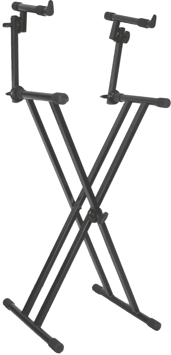 QUIK LOK TQMT22 - T22 KEYBOARD SUPPORT "X" FORMAT / DOUBLE PROFILE 2 LEVELS - BLACK