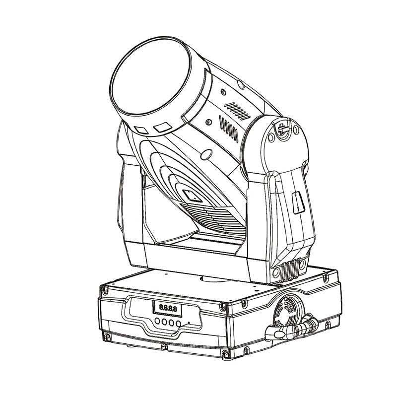 Triton Blue V300-BEAM - Cabeza móvil BEAM 300 W Mini FastFit con CMY, 2 ruedas de gobos y 19/27 canales (sin lámpara)